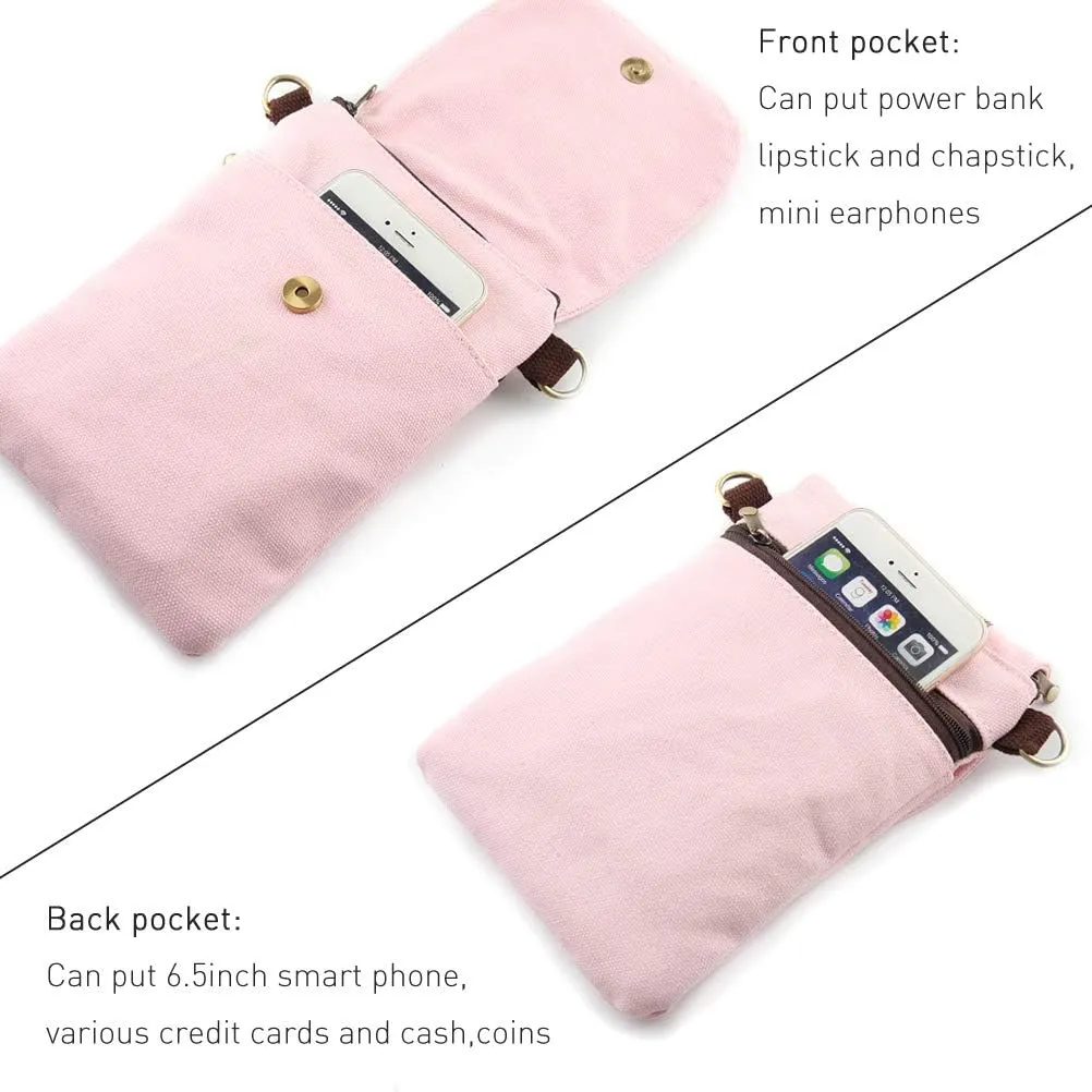 SILKAREA Vintage Embroidered Canvas Flip Small Crossbody Bag Cell Phone Pouch for Women Wristlet Wallet Bag Coin Purse