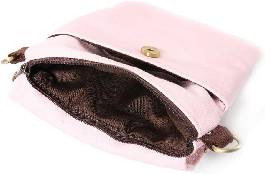 SILKAREA Vintage Embroidered Canvas Flip Small Crossbody Bag Cell Phone Pouch for Women Wristlet Wallet Bag Coin Purse