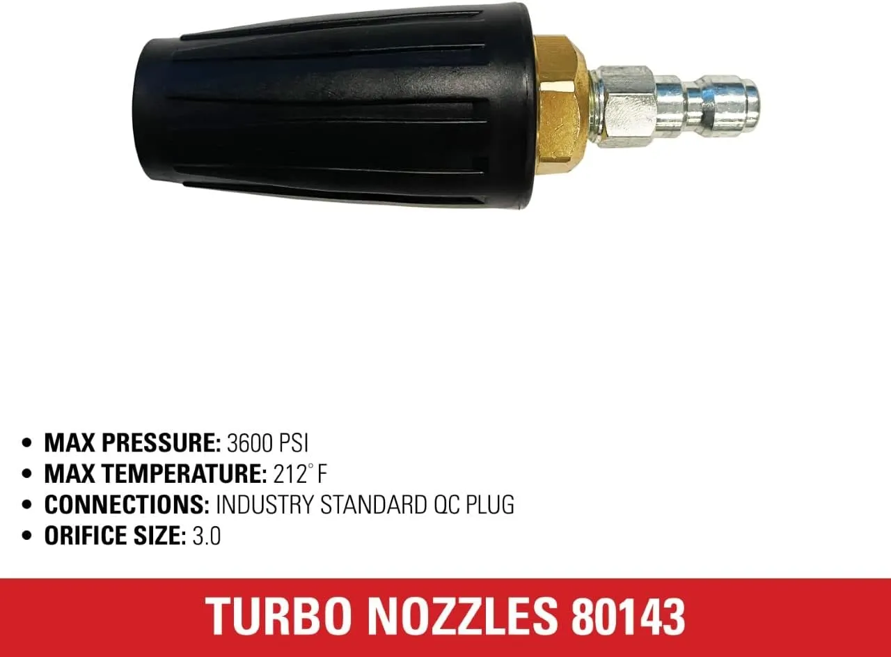 Simpson Cleaning 80143 3600 PSI Universal Turbo Pressure Washer Nozzle, 1/4-Inch Quick Connect, Hot- or Cold-Water Use, Black