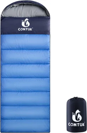 Sleeping Bags for Adults, Green Material, Waterproof, Improved Skin-Friendly Poly-Pongee Lining, Camping Sleeping Bag with Optimized Zippers and Stitching, Blue & Black, 3-4 Seasons