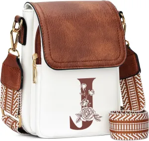 Small Personalized Initial Crossbody Bag for Women Cell Phone Leather Purse Wallet Birthday Gift