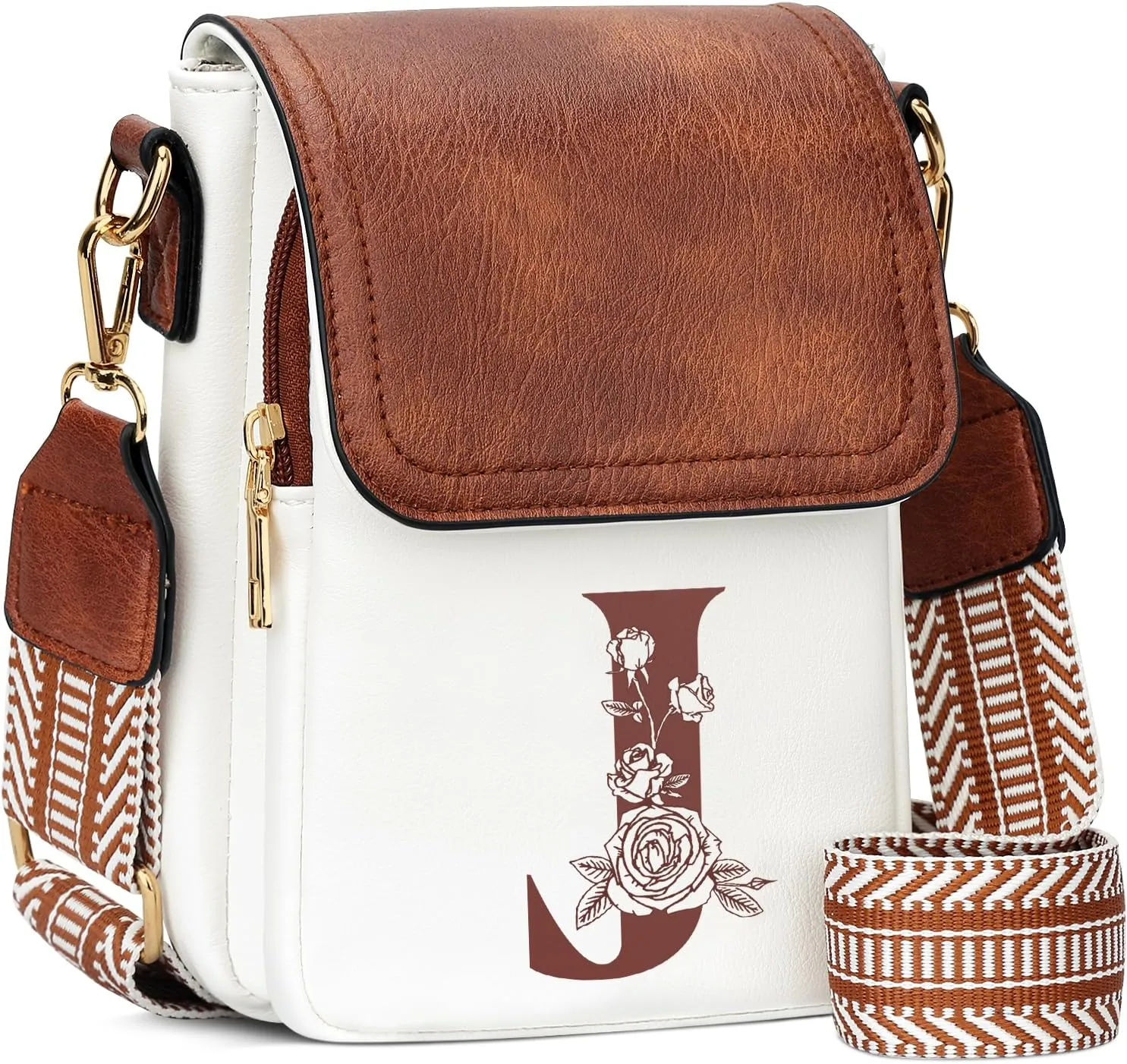Small Personalized Initial Crossbody Bag for Women Cell Phone Leather Purse Wallet Birthday Gift