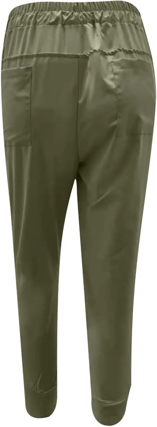 SMIDOW Capri Sweatpants for Women Dressy Casual Elastic Waist Drawstring Jogger Running Pant Loose Fit Lounge Pants
