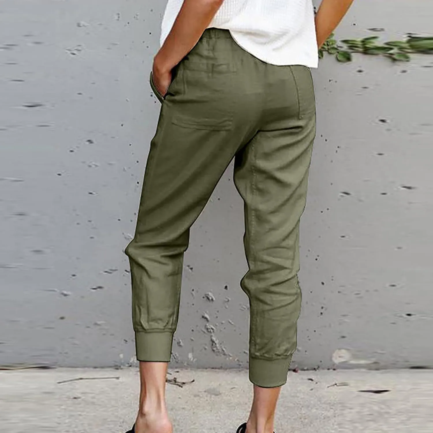 SMIDOW Capri Sweatpants for Women Dressy Casual Elastic Waist Drawstring Jogger Running Pant Loose Fit Lounge Pants
