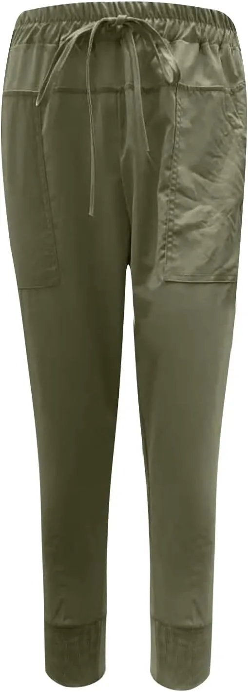 SMIDOW Capri Sweatpants for Women Dressy Casual Elastic Waist Drawstring Jogger Running Pant Loose Fit Lounge Pants