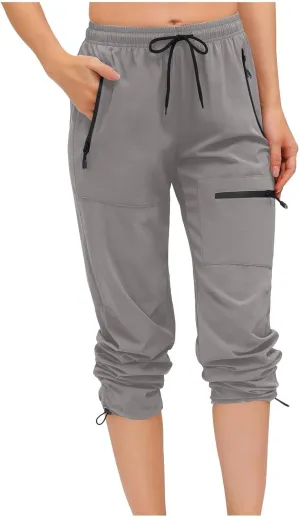SMIDOW Womens Hiking Cargo Pants Lightweight Quick Dry High Waist Drawstring Jogger Pants Casual Workout Running Sweatpants