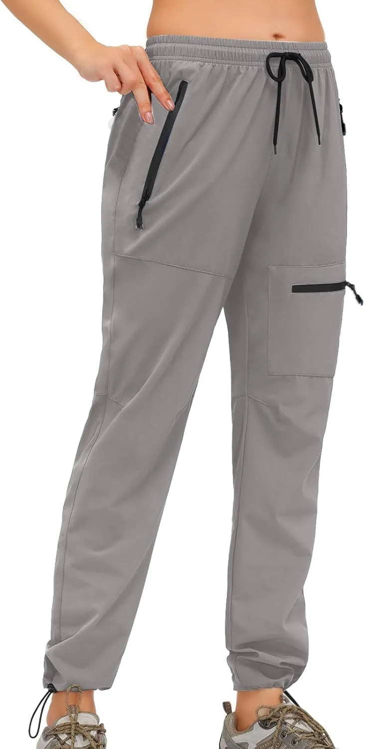 SMIDOW Womens Hiking Cargo Pants Lightweight Quick Dry High Waist Drawstring Jogger Pants Casual Workout Running Sweatpants