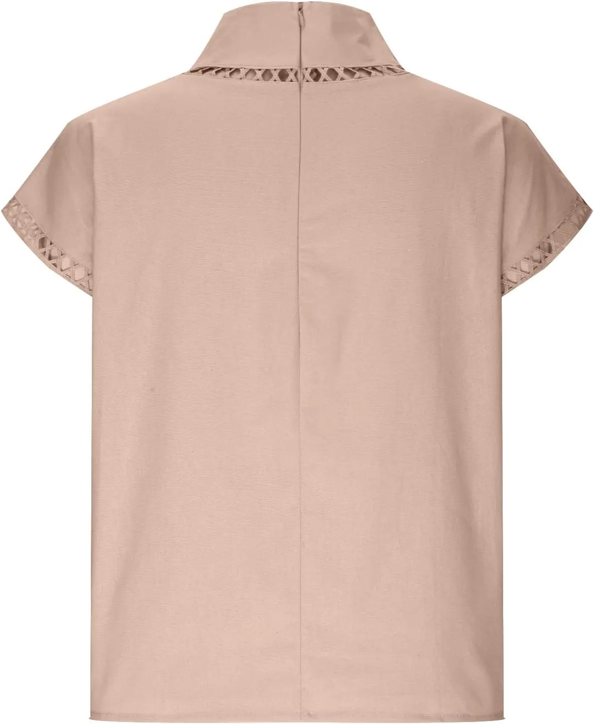 SMIDOW Womens Tops Dressy Casual Spring 2023 Fashion Casp Sleeve Linen Shirts High Neck Eyelet Summer t-Shirt Blouse