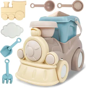 SMILESSKIDDO Beach Toys for Toddlers - Kids Sand Toy Set with Beach Truck, Bucket, Shovel, Rake, Scoop, Trowel, Sieve and Bonus Mesh Bag - Travel Beach Sand Toys for Kids 1 2 3 4 5