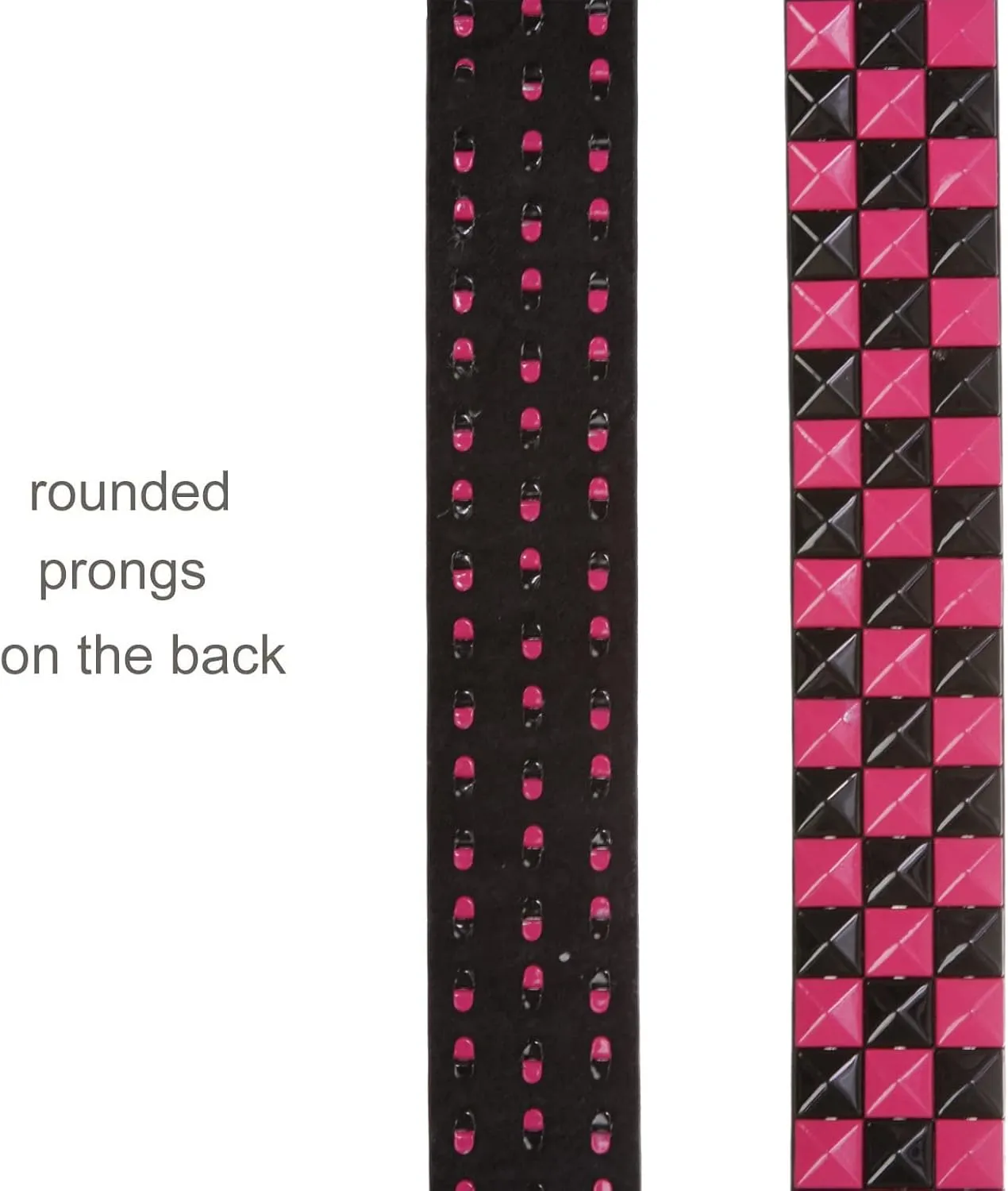 Snap On 1 1/2" Fuchsia & Black Checkerboard Punk Rock Studded Belt