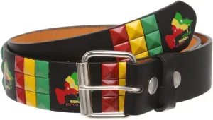 Snap On Punk Rock Star Pyramid Studded Checker Board Leather Belt