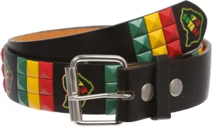 Snap On Punk Rock Star Pyramid Studded Checker Board Leather Belt