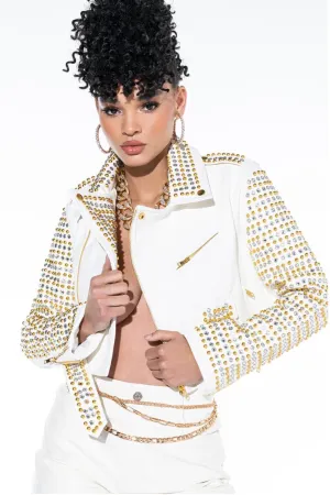 SO GOLDEN MIX METAL MOTO JACKET