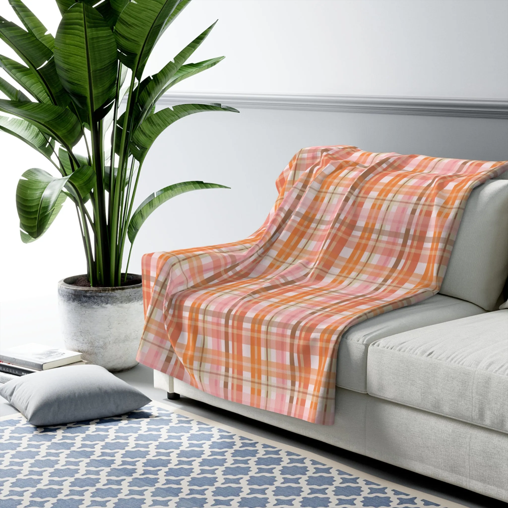 Soft Autumn Plaid Sherpa Fleece Blanket