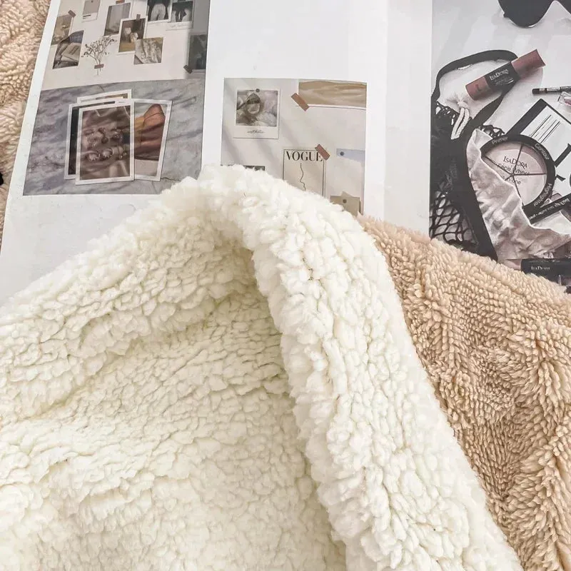 Soft Plaid Blanket Warm Fleece Winter Blankets for Adults Kids Solid Sofa Bed Cover Duvet Plush Winter Throw Bedspread for Beds