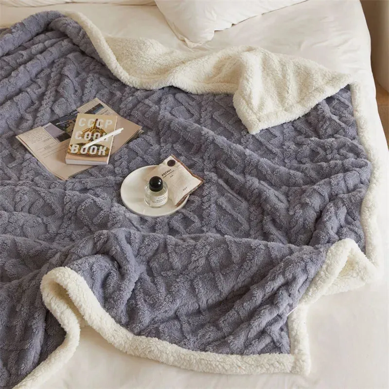 Soft Plaid Blanket Warm Fleece Winter Blankets for Adults Kids Solid Sofa Bed Cover Duvet Plush Winter Throw Bedspread for Beds