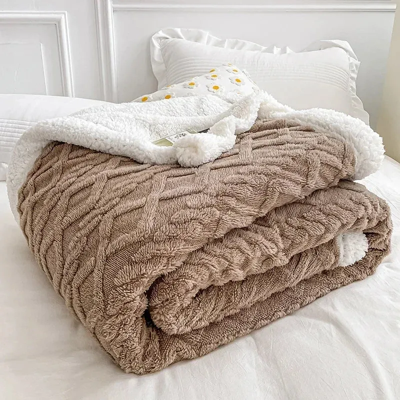 Soft Plaid Blanket Warm Fleece Winter Blankets for Adults Kids Solid Sofa Bed Cover Duvet Plush Winter Throw Bedspread for Beds