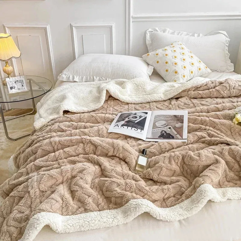 Soft Plaid Blanket Warm Fleece Winter Blankets for Adults Kids Solid Sofa Bed Cover Duvet Plush Winter Throw Bedspread for Beds