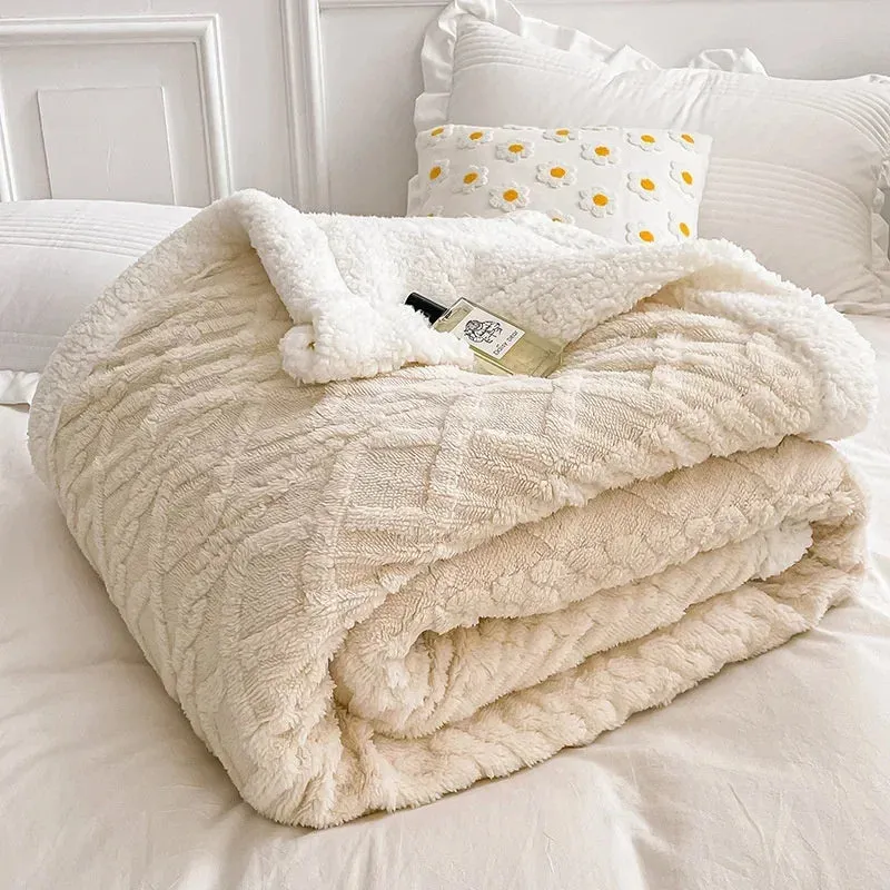 Soft Plaid Blanket Warm Fleece Winter Blankets for Adults Kids Solid Sofa Bed Cover Duvet Plush Winter Throw Bedspread for Beds