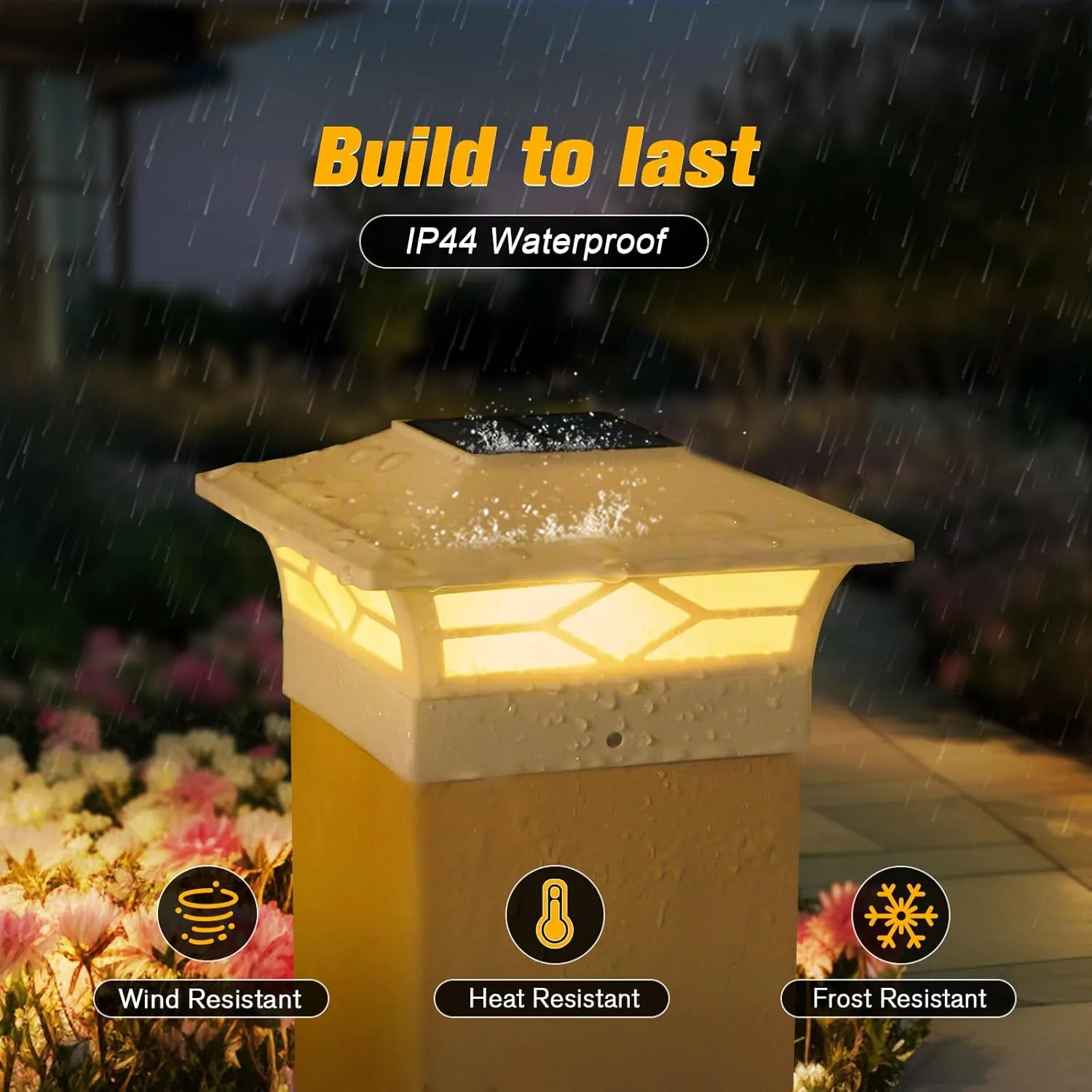 Solar Fence Post Lights, 4x4 Cap for Vinyl Fence, Deck Outdoor Warm White/Cool White, Waterproof White Decorate Garden Pathway