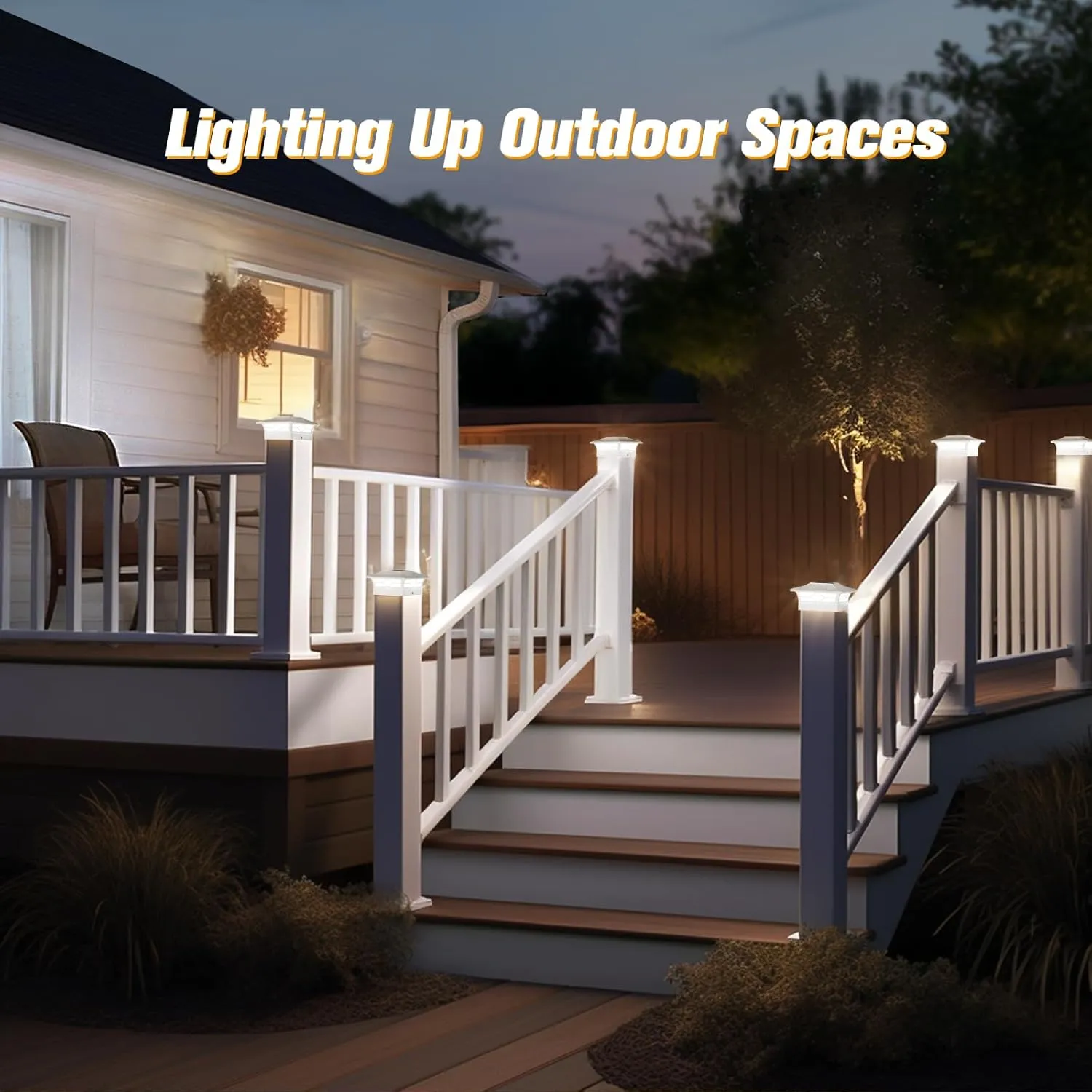 Solar Fence Post Lights, 4x4 Cap for Vinyl Fence, Deck Outdoor Warm White/Cool White, Waterproof White Decorate Garden Pathway