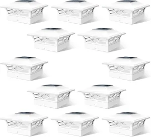 Solar Fence Post Lights, 4x4 Cap for Vinyl Fence, Deck Outdoor Warm White/Cool White, Waterproof White Decorate Garden Pathway