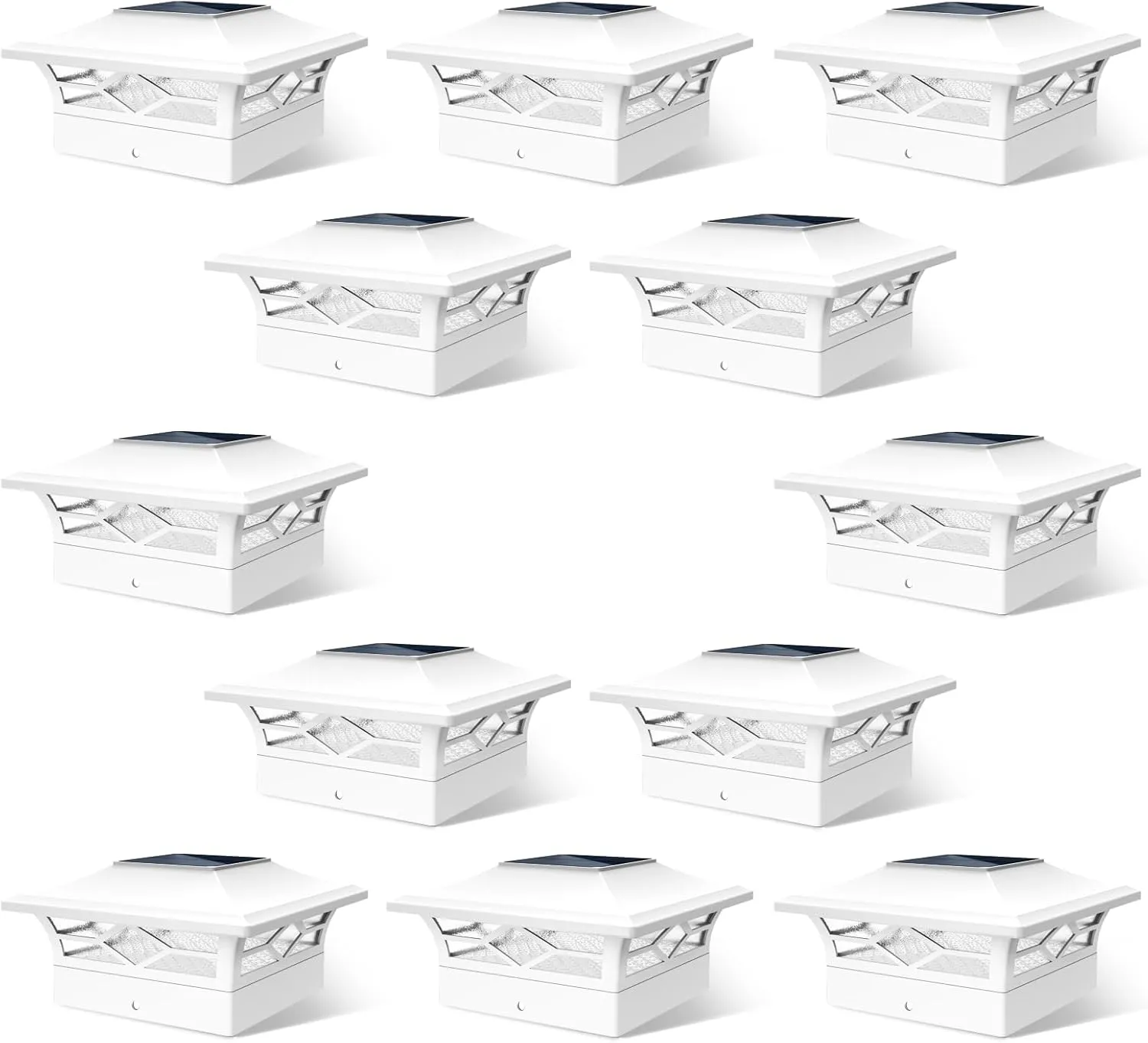 Solar Fence Post Lights, 4x4 Cap for Vinyl Fence, Deck Outdoor Warm White/Cool White, Waterproof White Decorate Garden Pathway