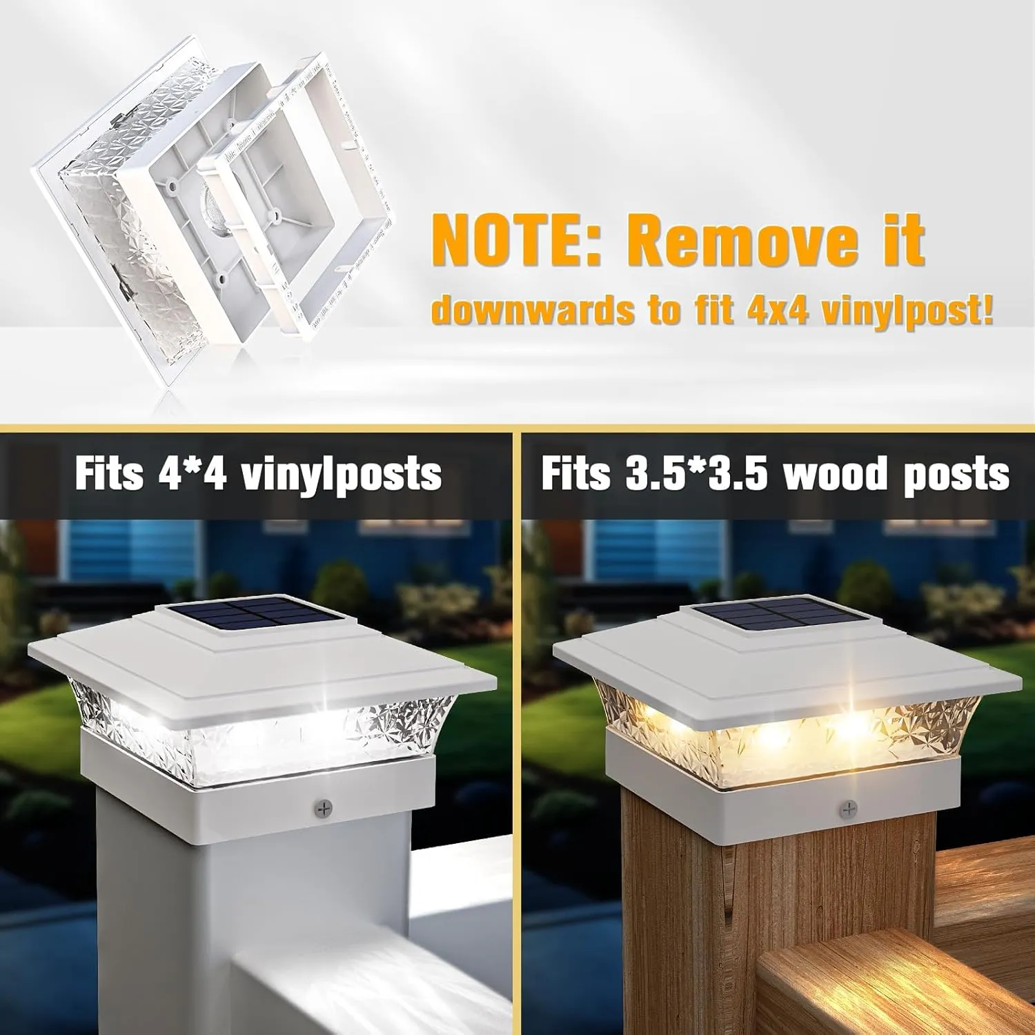 Solar Post Cap Lights Outdoor 12pack, Waterproof Fence Post Lights with 16 Ultra Bright LEDs Fit 4x4 Wood/Vinyl Posts, White Deck Post Lights with Warm/Cool White for Garden Patio Porch Yard
