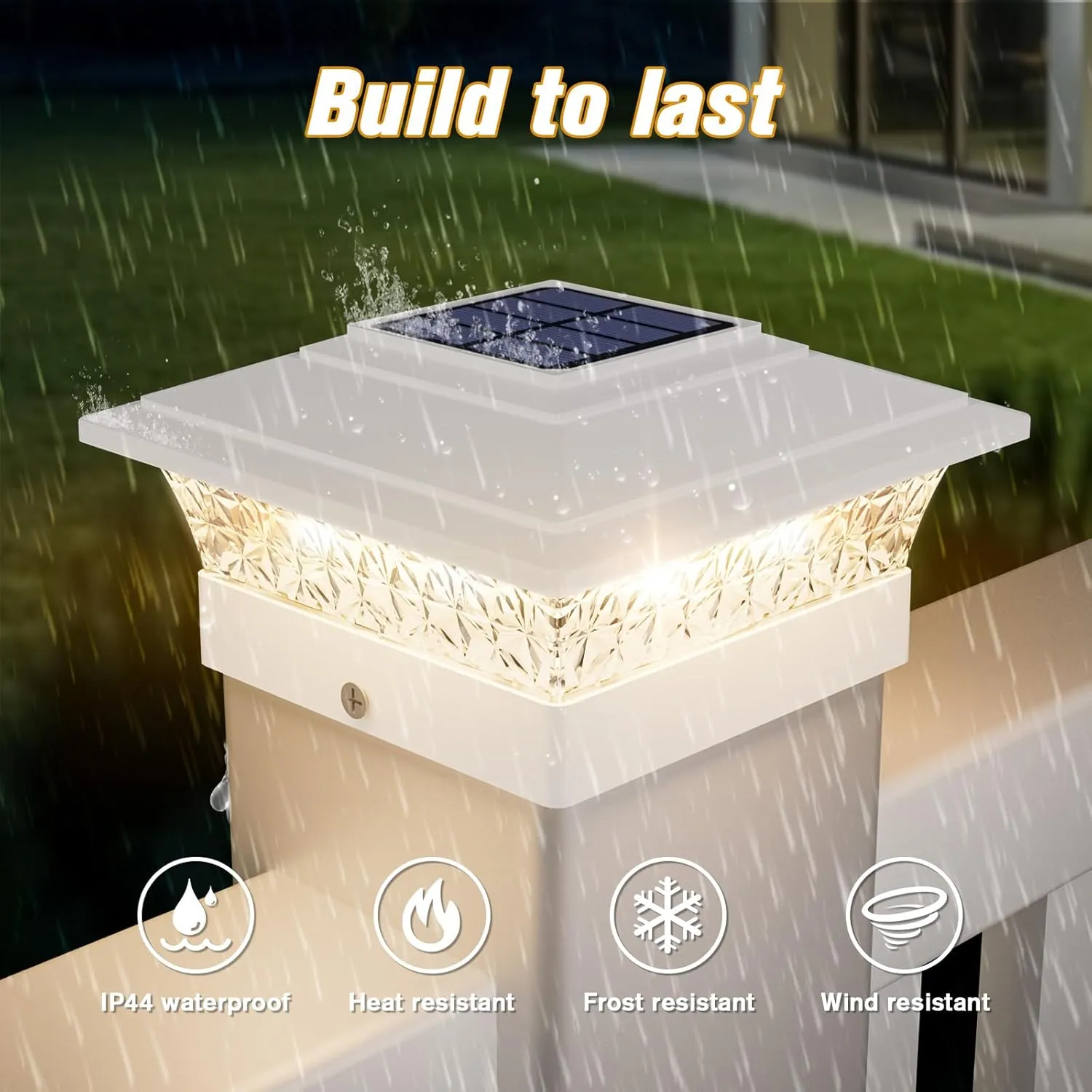 Solar Post Cap Lights Outdoor 12pack, Waterproof Fence Post Lights with 16 Ultra Bright LEDs Fit 4x4 Wood/Vinyl Posts, White Deck Post Lights with Warm/Cool White for Garden Patio Porch Yard