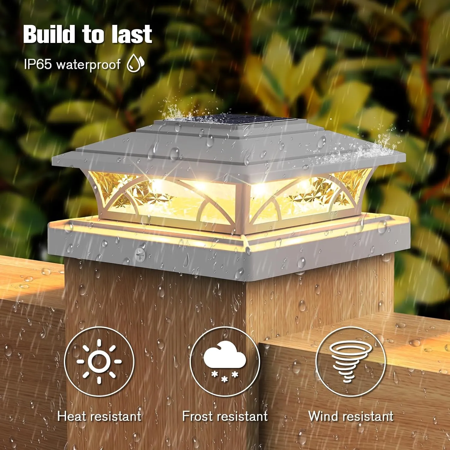 Solar Post Cap Lights Outdoor 6pack, White Deck Fence Post Lights Solar Powered with 16LEDS 2 Lighting Modes, 4x4/5x5/6x6 Waterproof Fence Post Lights for Garden Patio Porch Backyard