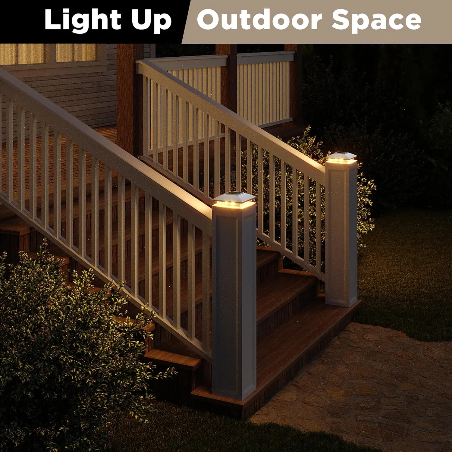Solar Post Cap Lights Outdoor 8pack, White Waterproof Solar Powered Deck Fence Post Lights Fit 4x4 Wood/Vinyl Posts, Bright Warm White Solar Post Lights Decorate Deck, Patio, Porch, Fence