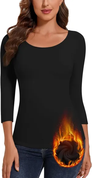 Soneven Thermal Shirts for Women Base Layer Ultra Soft Fleece Lined Underwear for Winter Cold Weather