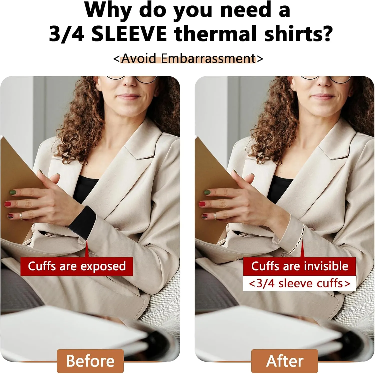 Soneven Thermal Shirts for Women Base Layer Ultra Soft Fleece Lined Underwear for Winter Cold Weather