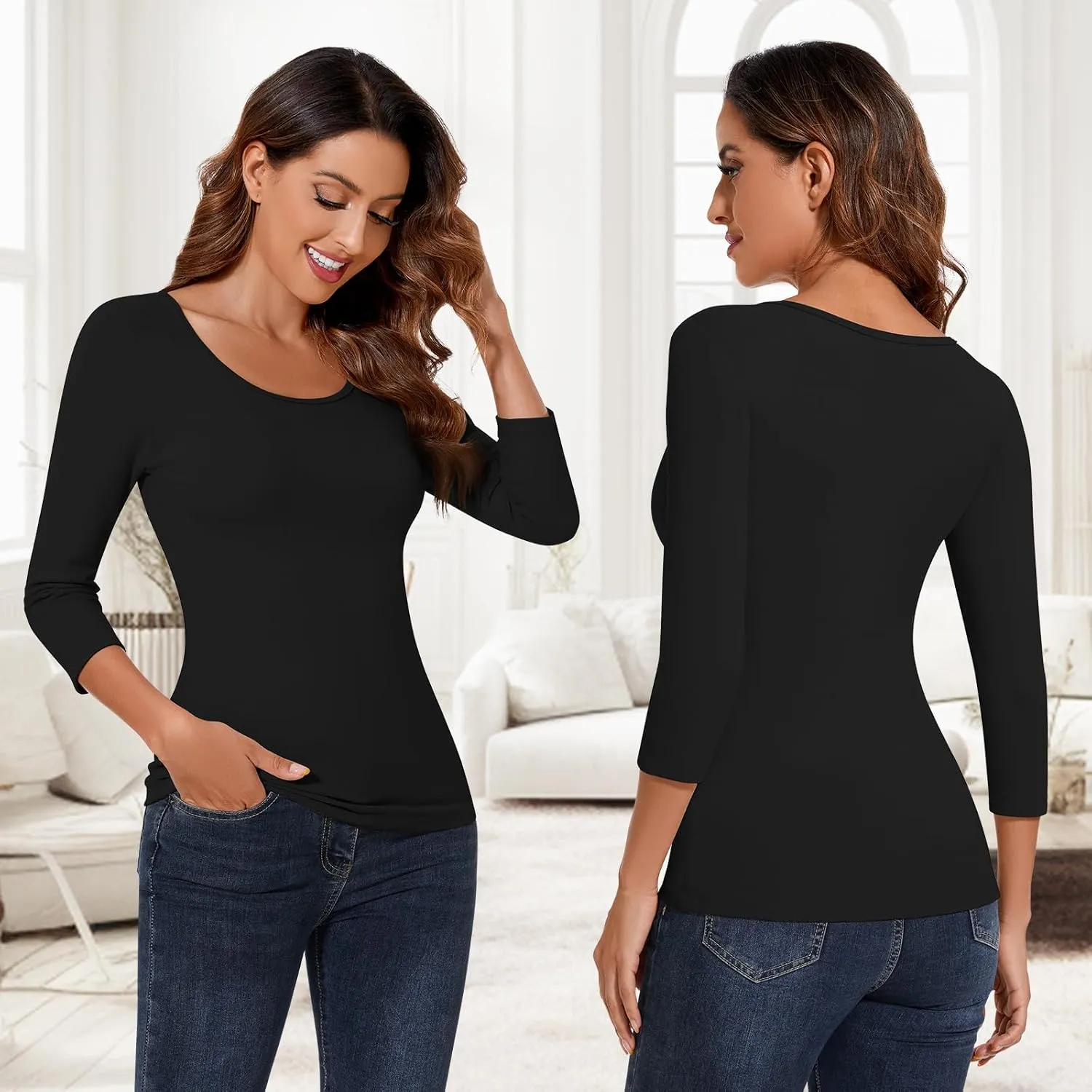 Soneven Thermal Shirts for Women Base Layer Ultra Soft Fleece Lined Underwear for Winter Cold Weather