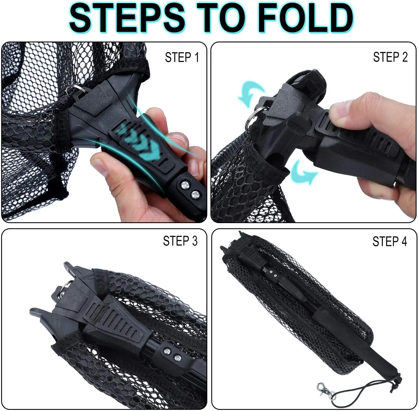 Sougayilang Fishing Net Fish Landing Net, Foldable Collapsible Telescopic Pole with EVA Handle, Durable Nylon Material Mesh, Safe Fish Catching or Releasing