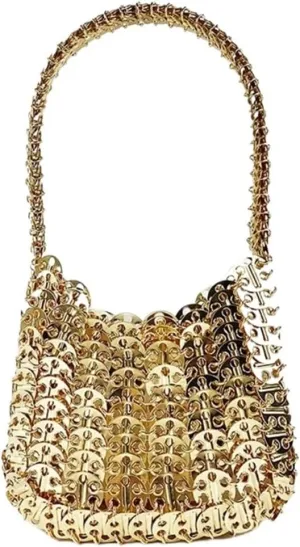 Sparkly Purse Fashion version gold aluminum sheet, niche,temperament, versatile woven handbag