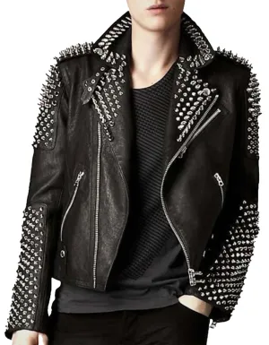 Spiked Leather Biker Jacket