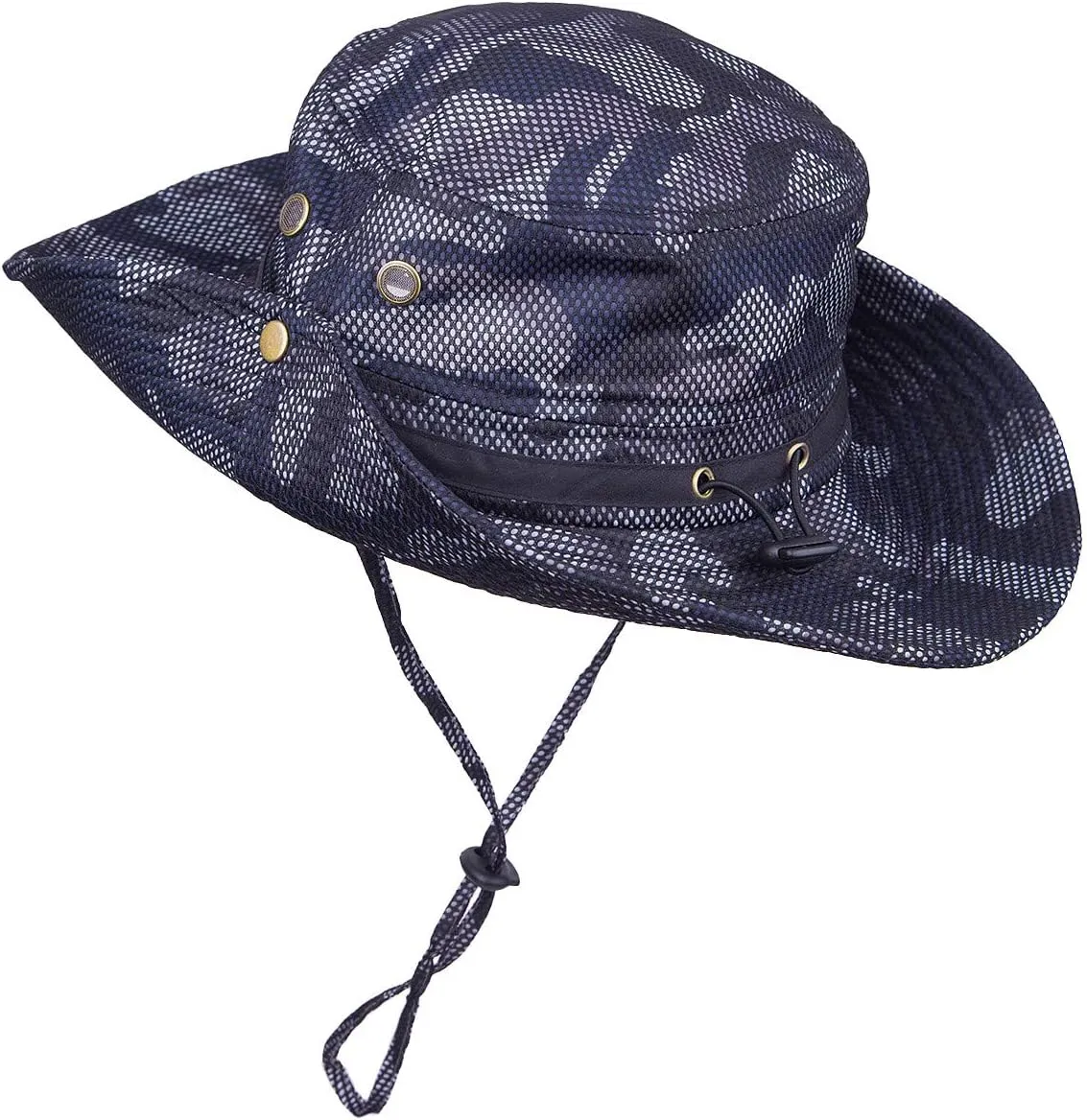 Sportmusies Outdoor Fishing Boonie Hat Breathable Wide Brim Sun Protection Bucket Hats