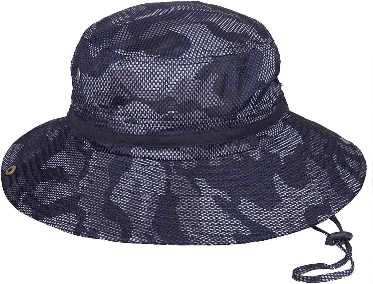 Sportmusies Outdoor Fishing Boonie Hat Breathable Wide Brim Sun Protection Bucket Hats