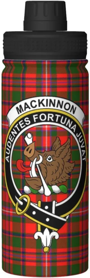 Sports Water Bottle Vacuum Insulated, Mackinnon Tartan Clan Badge Stainless Steel Double wall for Gym Travel 18 Oz