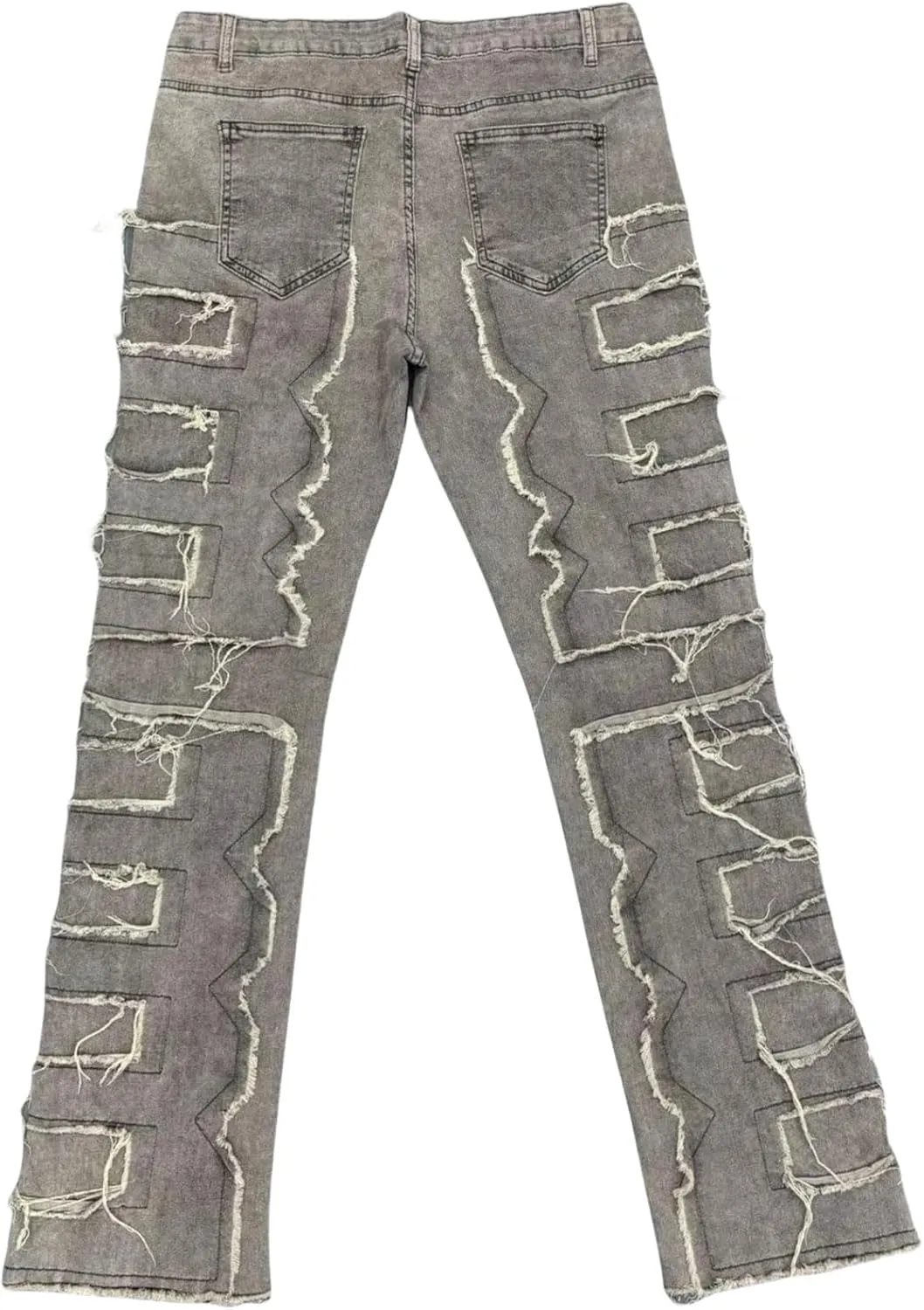 Stacked Jeans Men Skinny Ripped Jeans Slim Fit Patchwork Denim Pants Y2K Goth Harajuku Emo Hip Hop Jeans Trouser