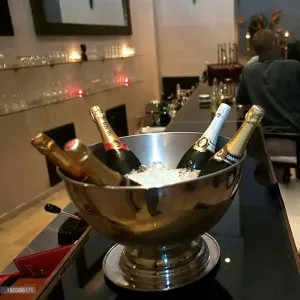 Stainless Steel Ice Bucket Metal Beer Barrel Champagne Wine Large Ice Bucket Large Ice Cream Bowl Salad Dessert Serving Tools