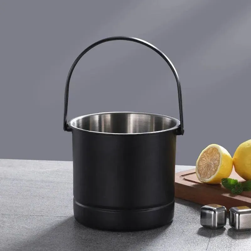 Stainless Steel Wine Beer Cooler Bucket For KTV Bar Kitchen Party Barware Champagne Wine Beer Bucket with Handle