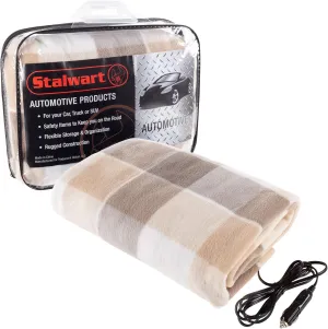 Stalwart Heated Car Blanket â€“ 12-Volt Electric Blanket for Car, Truck, SUV, or RV â€“ Portable Heated Throw, Camping Essentials (Tan)