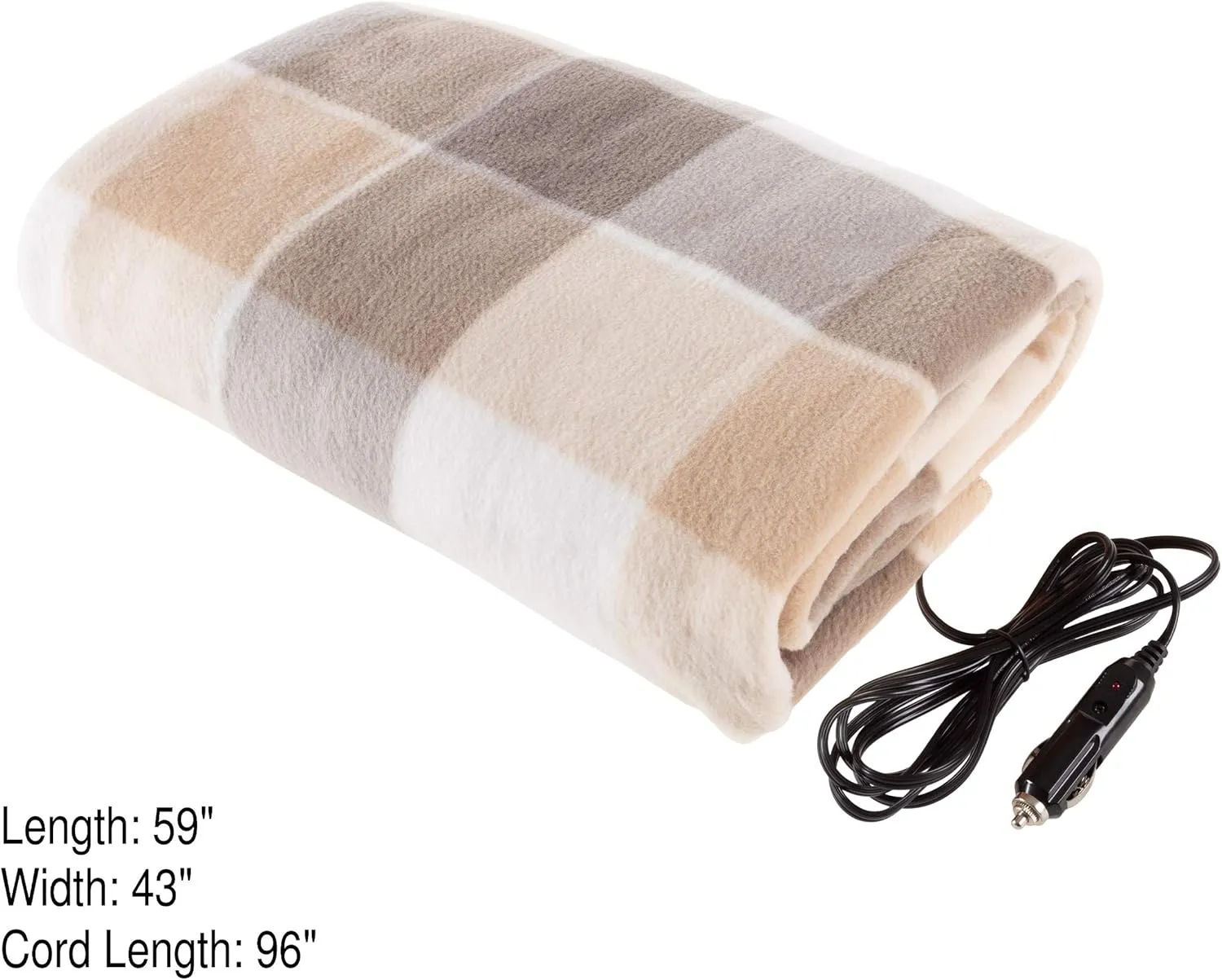 Stalwart Heated Car Blanket â€“ 12-Volt Electric Blanket for Car, Truck, SUV, or RV â€“ Portable Heated Throw, Camping Essentials (Tan)