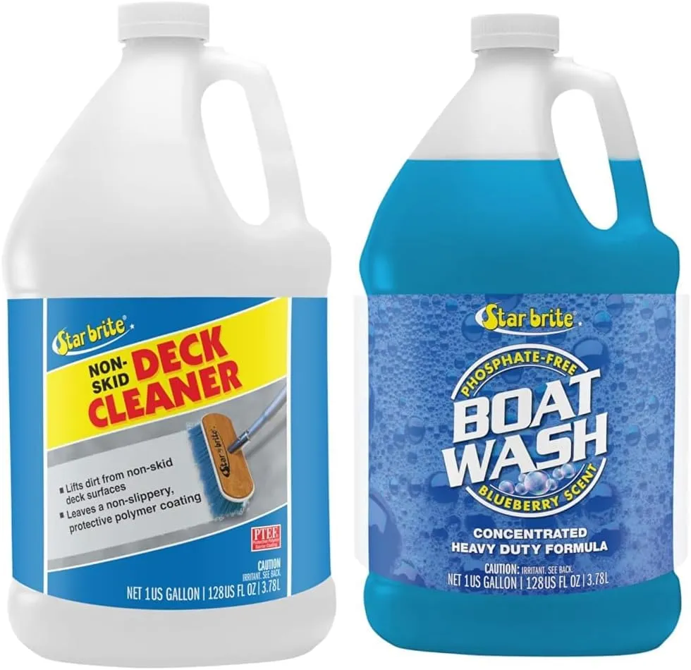 STAR BRITE Non-Skid Boat Deck Cleaner with PTEF, 1 Gallon Concentrated Boat Wash - Biodegradable, Phosphate-Free, 1 Gallon