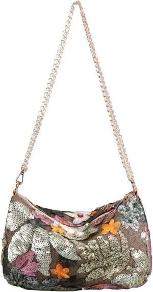 Straw Beach Bag for Women Chic Mesh Chain Purse Summer Sequin Floral Shoulder Crossbody Bag Small Multi Color Purse 2025