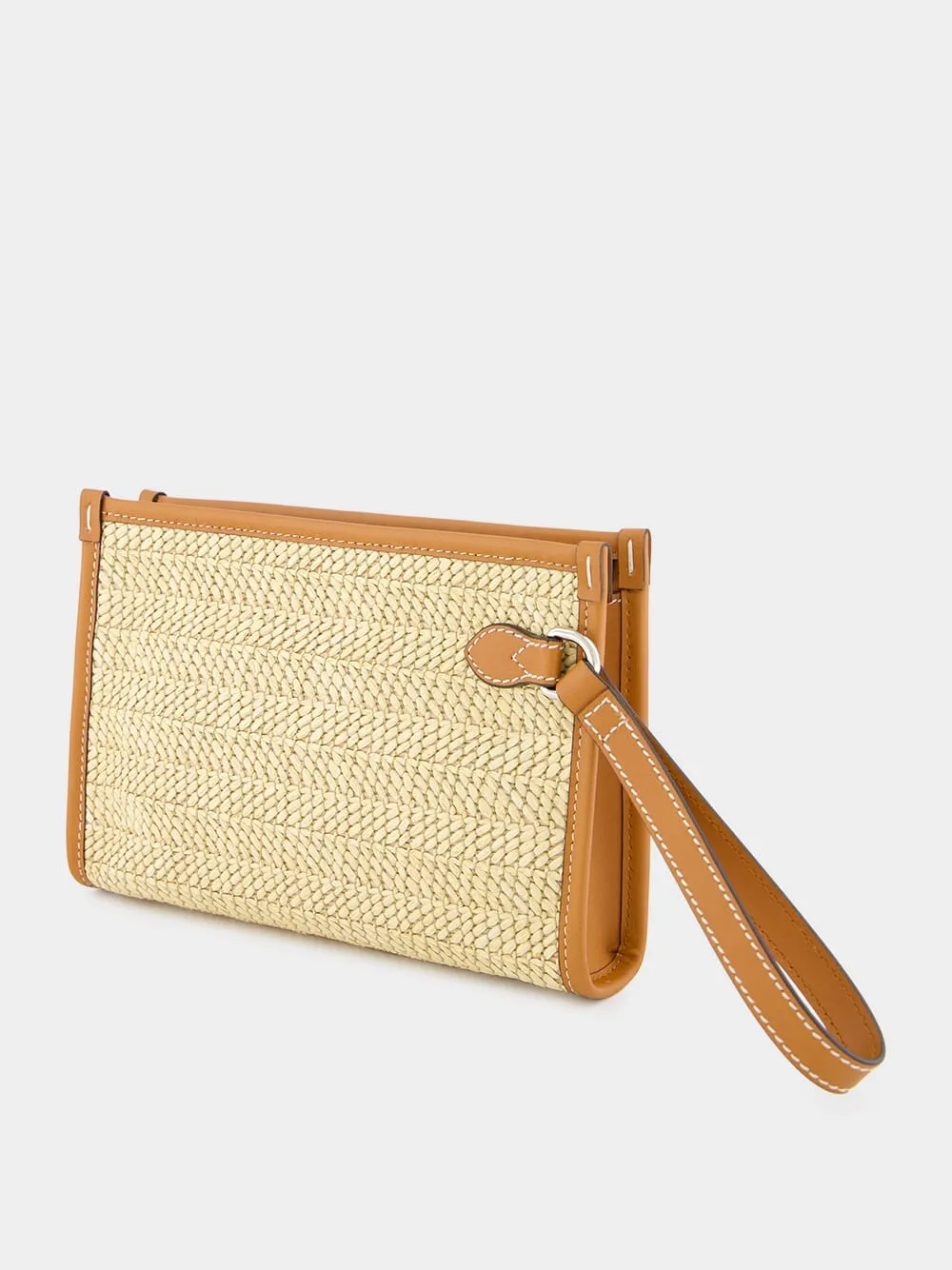 Straw-Effect Gucci Pouch