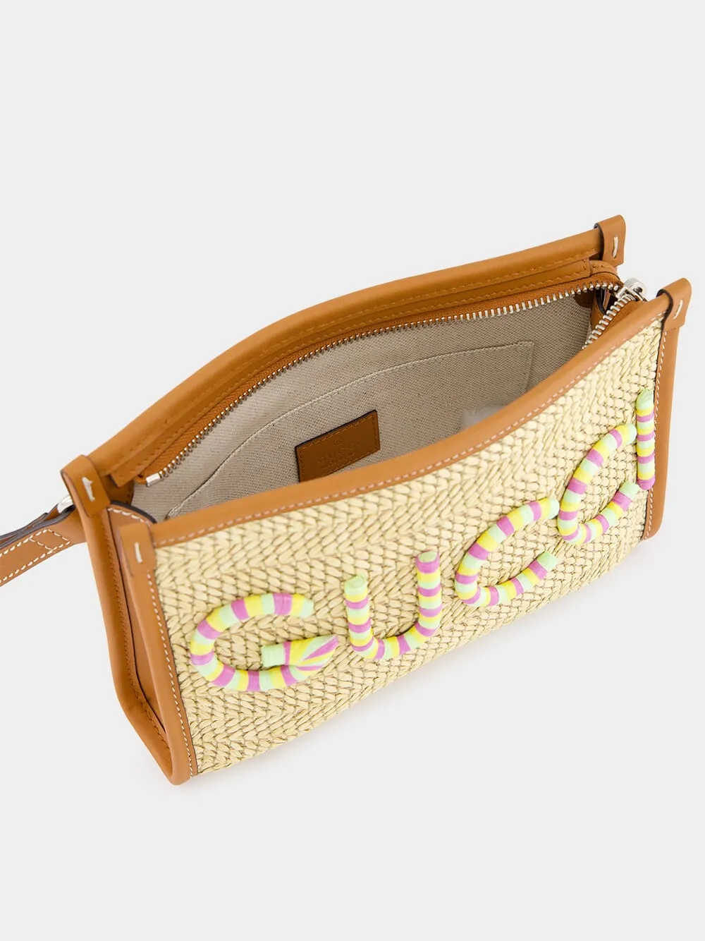 Straw-Effect Gucci Pouch