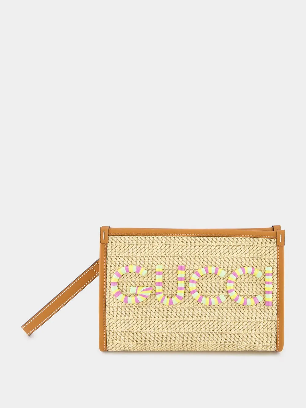 Straw-Effect Gucci Pouch